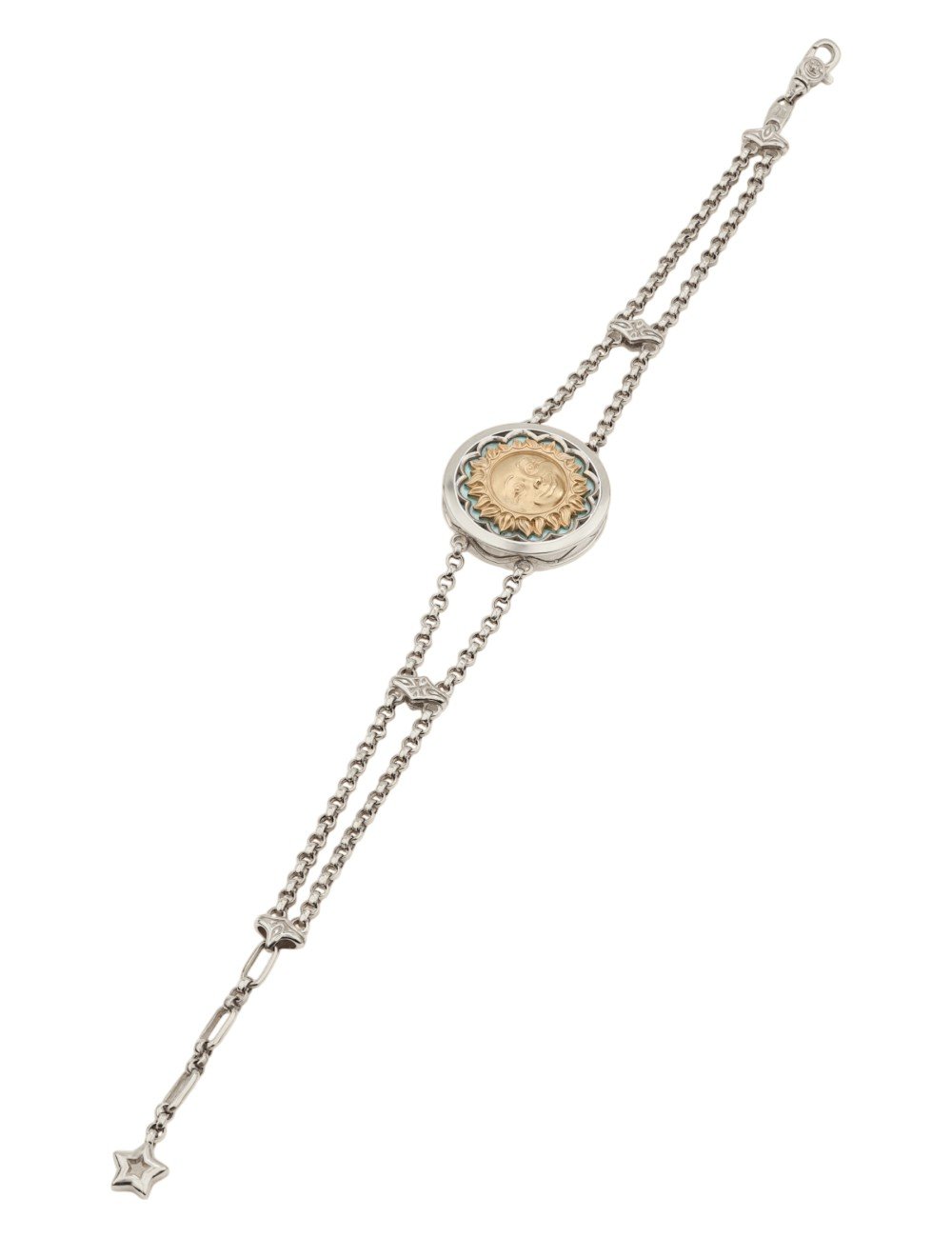 Браслет из белого золота c бирюзой и лазуритом