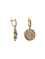 Серьги из золота c сапфиром, эмалью и перламутром