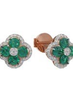 Серьги из золота c бриллиантами и изумрудом