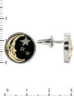 Серьги из белого золота c бриллиантами, ониксом и перламутром