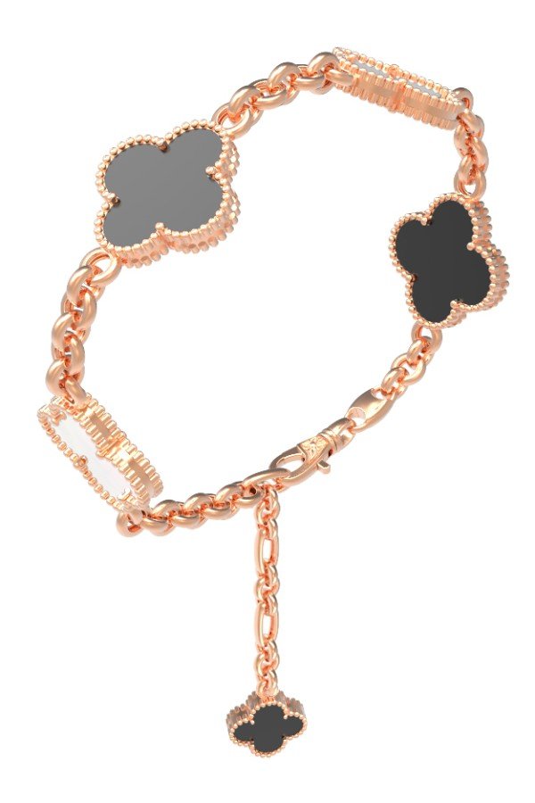 Браслет из золота c ониксом и перламутром