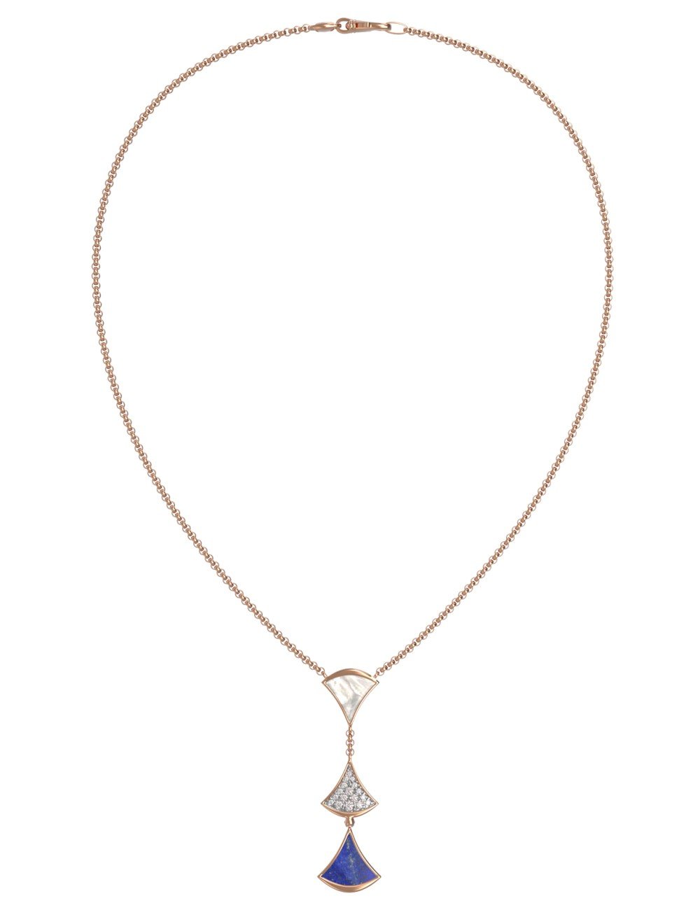 Колье из золота c бриллиантами, лазуритом и перламутром