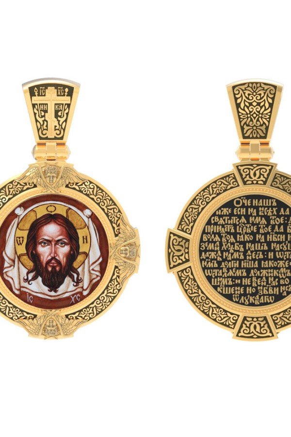 Образок из лимонного золота c эмалью и иконописью