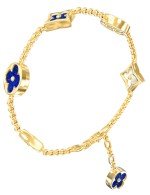 Браслет из лимонного золота c лазуритом и перламутром