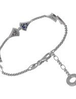 Браслет из белого золота c бриллиантами и лазуритом