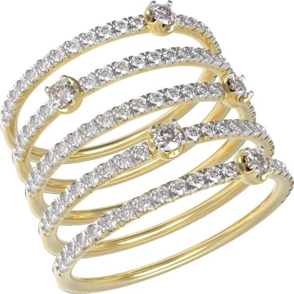 Кольцо из лимонного золота c бриллиантами