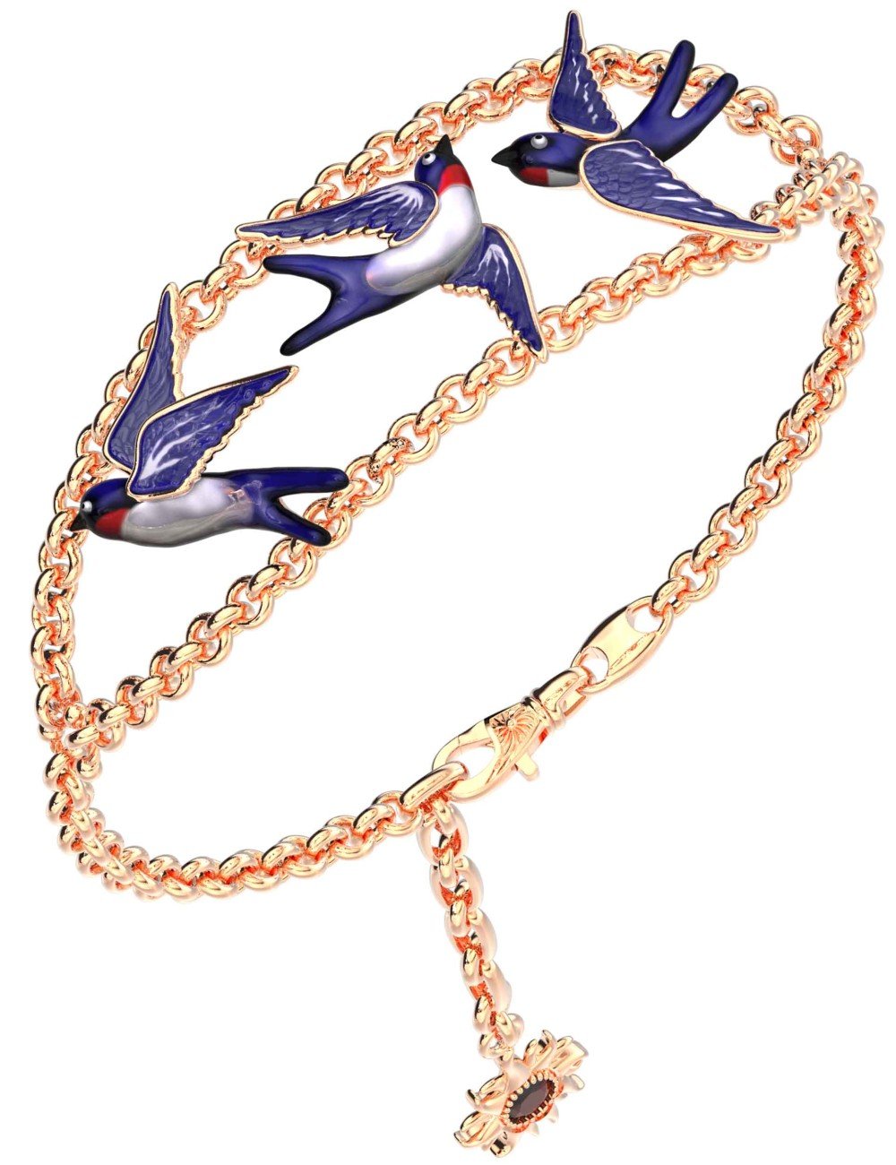 Браслет из золота c эмалью и рубином