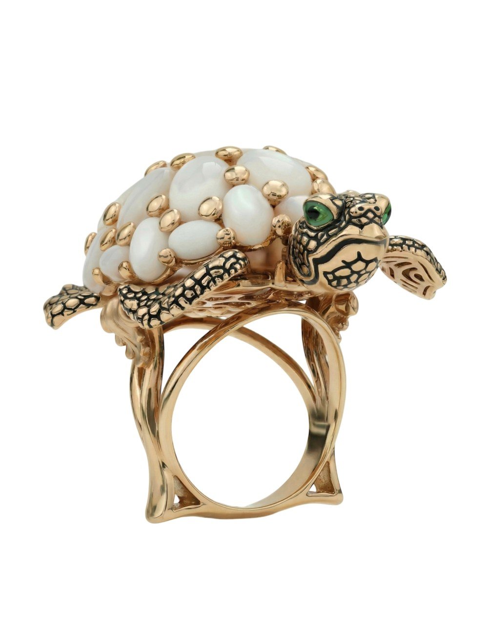 Кольцо из золота c эмалью и перламутром