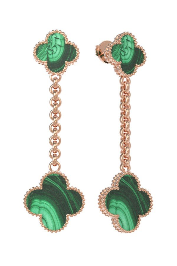 Серьги из золота c малахитом