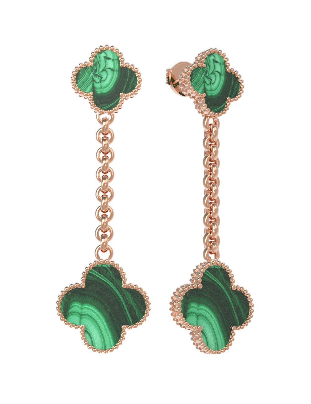 Серьги из золота c малахитом