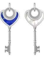 Подвеска из белого золота c фианитом, лазуритом и перламутром