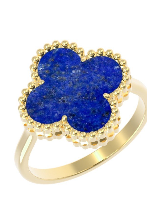 Кольцо из лимонного золота c лазуритом