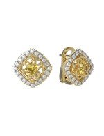 Серьги из лимонного золота c бриллиантами и сапфиром