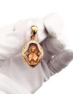 Образок из золота c бриллиантами и перламутром