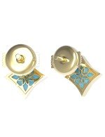 Серьги из лимонного золота c бриллиантами и бирюзой