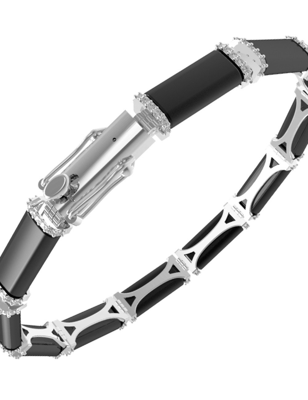 Браслет из белого золота c бриллиантами и ониксом