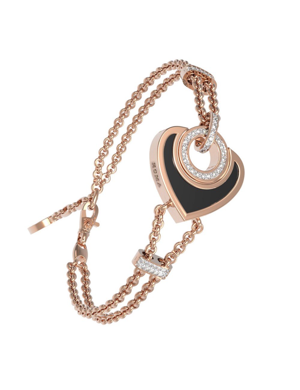 Браслет из золота c бриллиантами, ониксом и перламутром