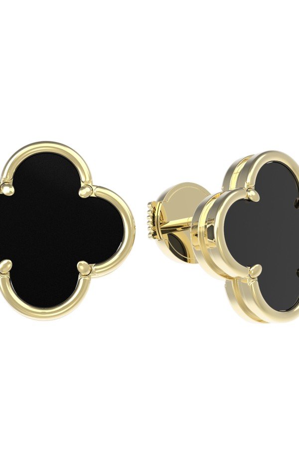 Серьги из лимонного золота c ониксом