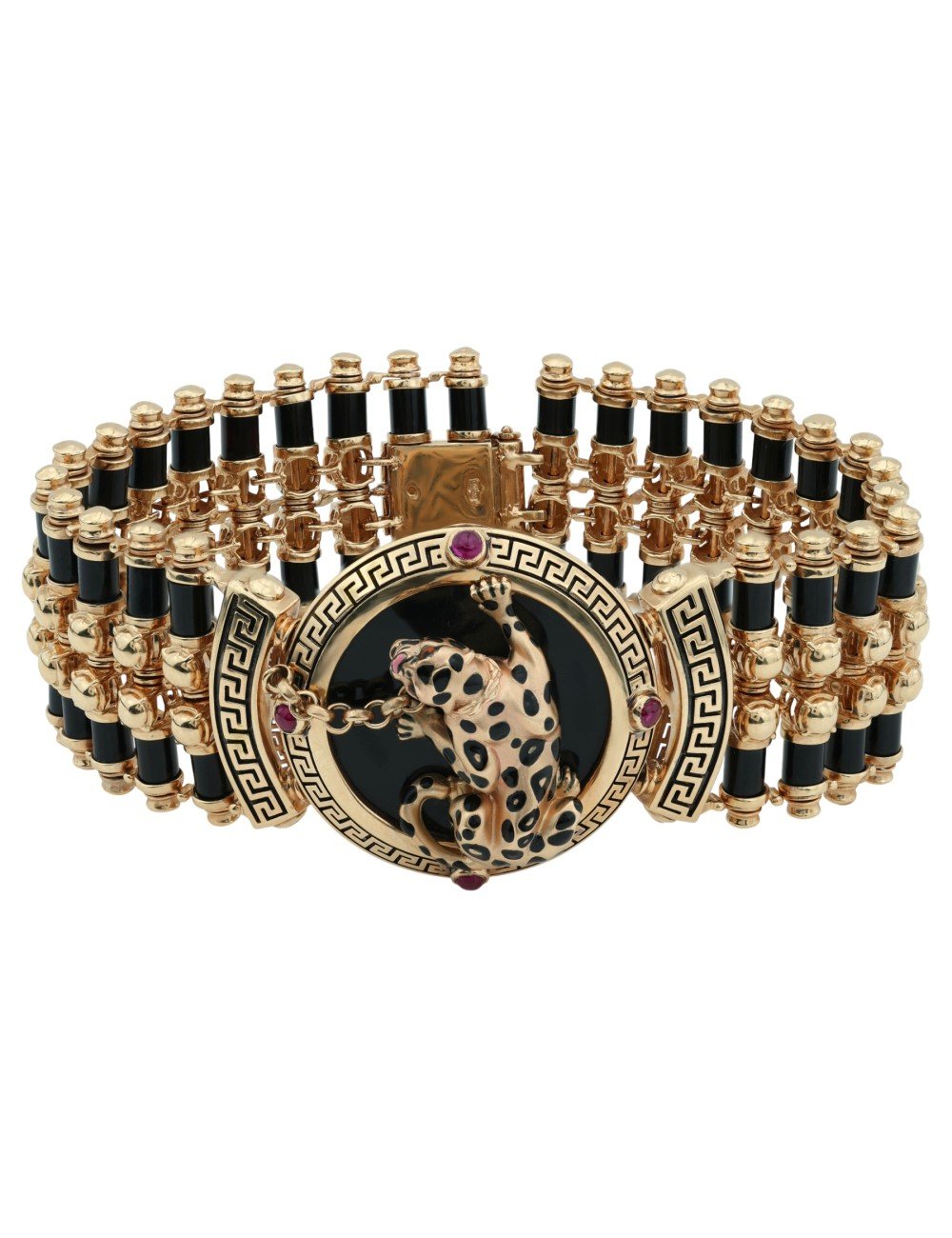 Браслет из золота c эмалью, ониксом и рубином