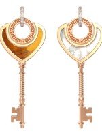 Подвеска из золота c фианитом, тигровым глазом и перламутром