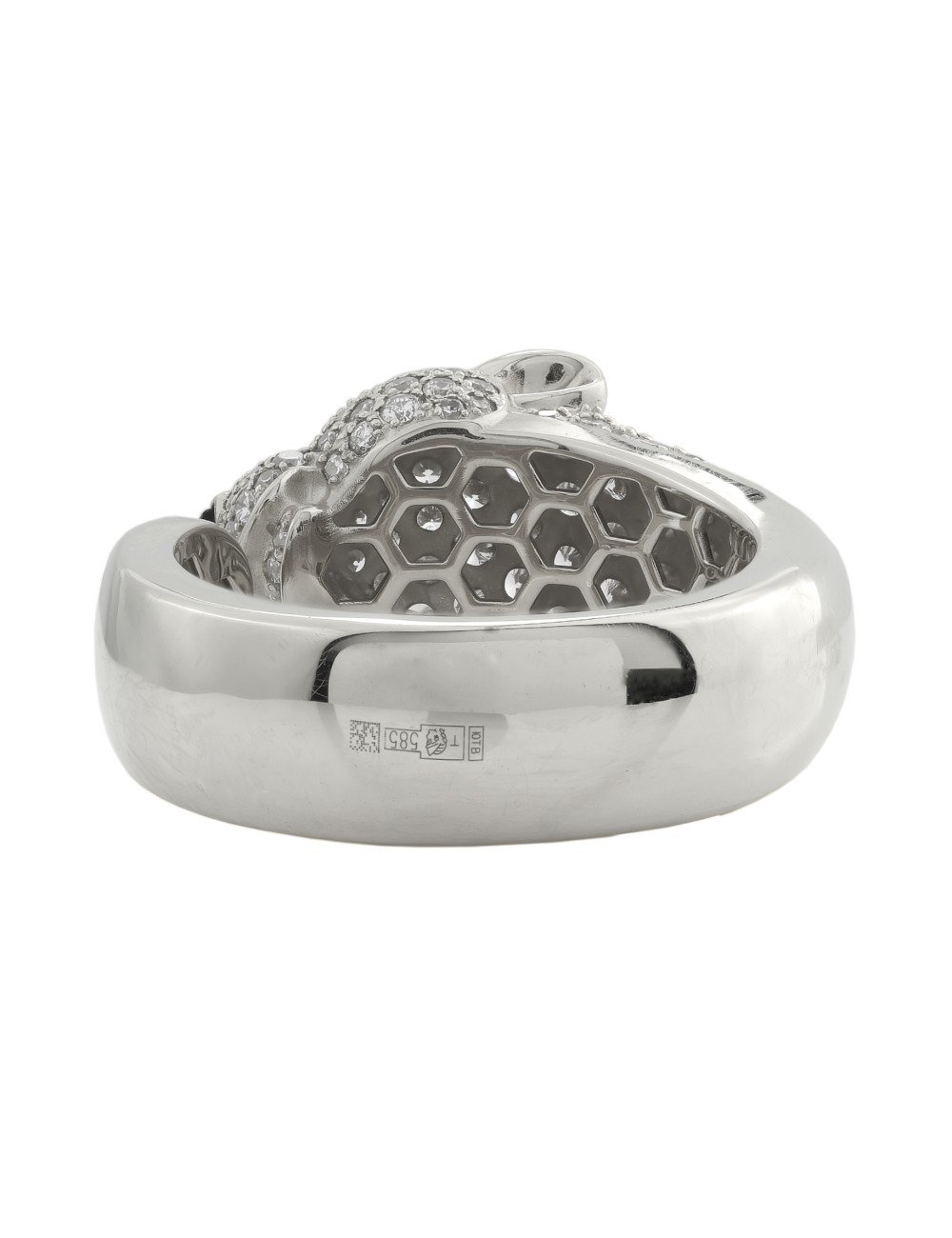 Кольцо из белого золота c бриллиантами, изумрудом и ониксом