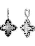 Серьги из белого золота c бриллиантами и ониксом