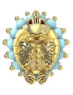 Серьги из лимонного золота c эмалью и бирюзой