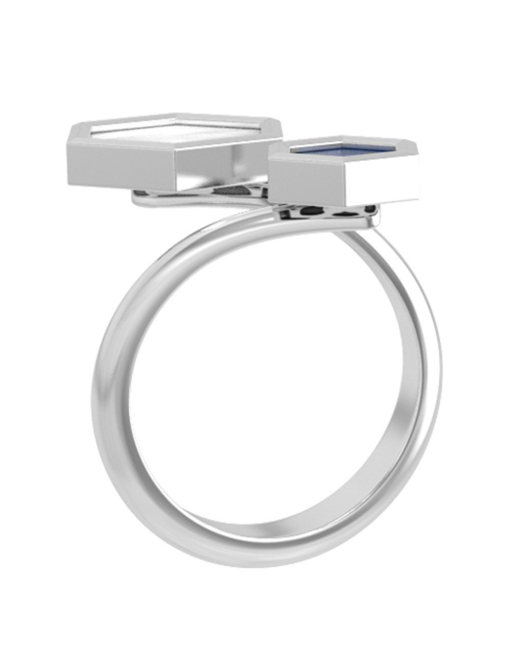 Кольцо из белого золота c лазуритом и перламутром