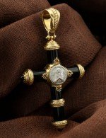 Крест из лимонного золота c ониксом