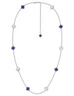 Колье из белого золота c лазуритом и перламутром