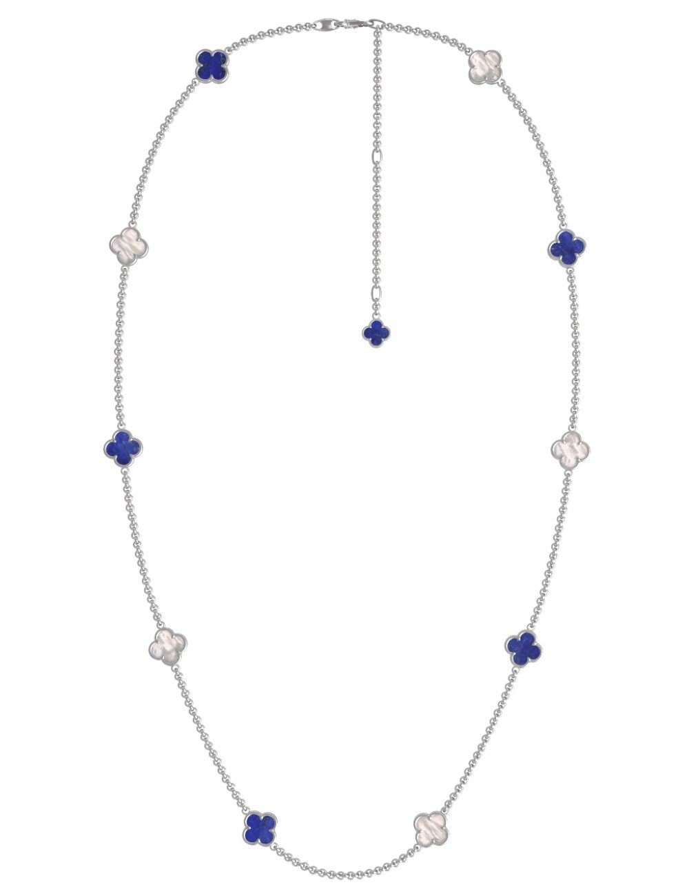 Колье из белого золота c лазуритом и перламутром