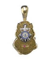 Подвеска из лимонного золота c эмалью, бриллиантами и рубином