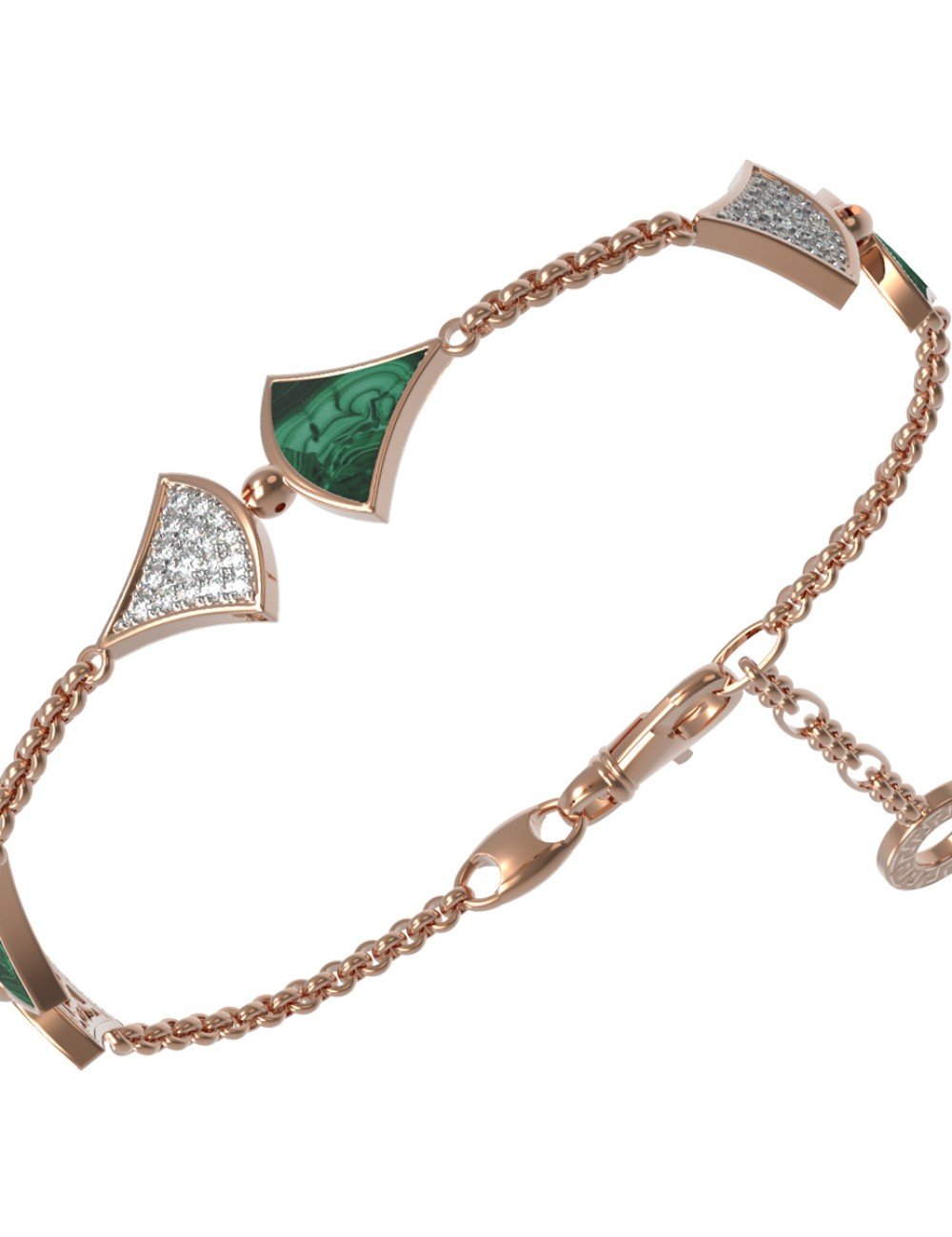 Браслет из золота c бриллиантами и малахитом