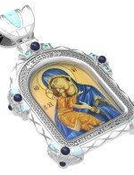 Образок из белого золота c эмалью и иконописью