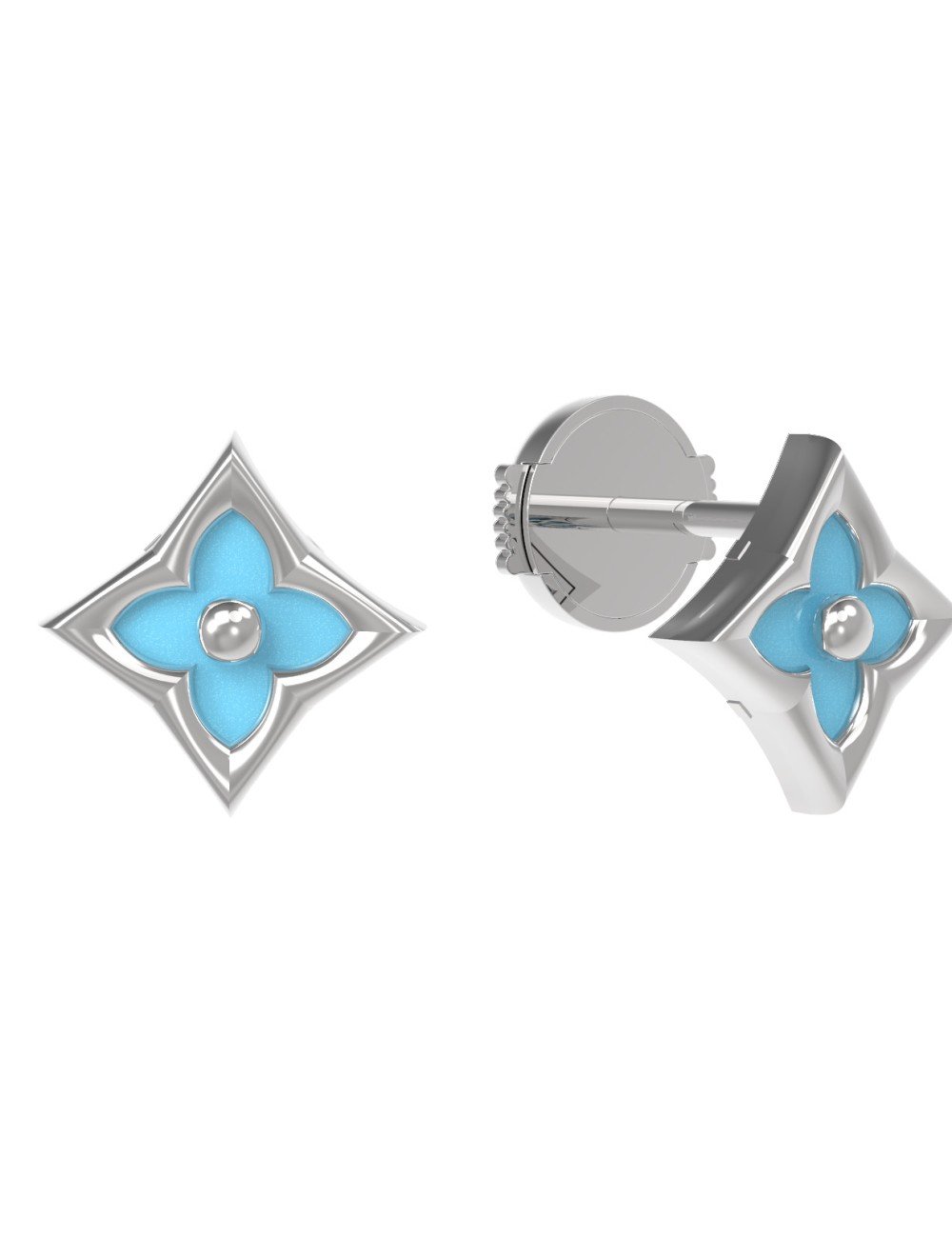 Серьги из белого золота c бирюзой