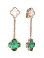 Серьги из золота c малахитом и перламутром