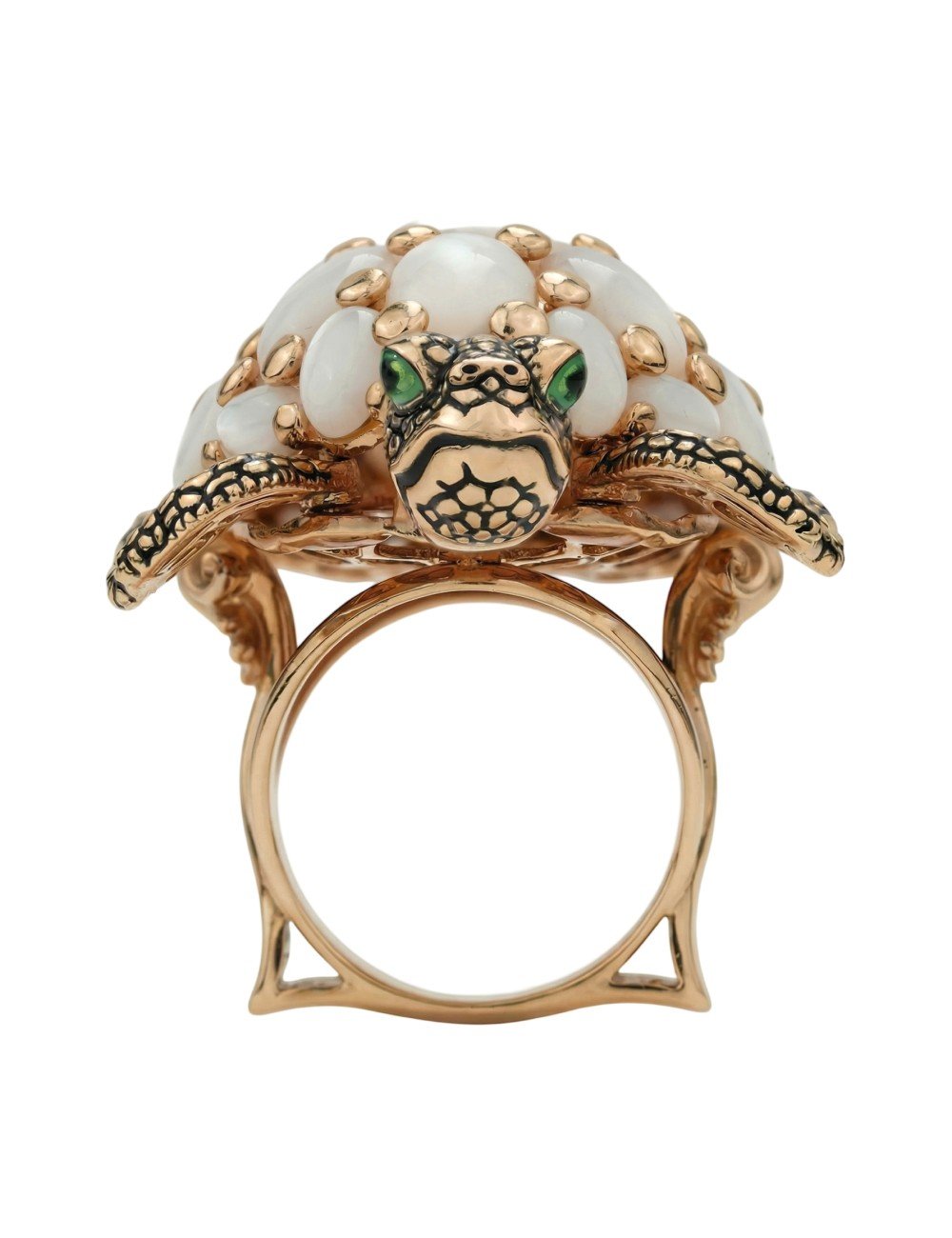 Кольцо из золота c эмалью и перламутром