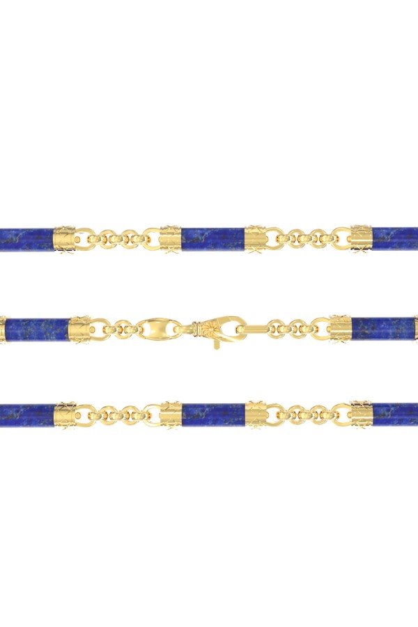 Цепь из лимонного золота c лазуритом