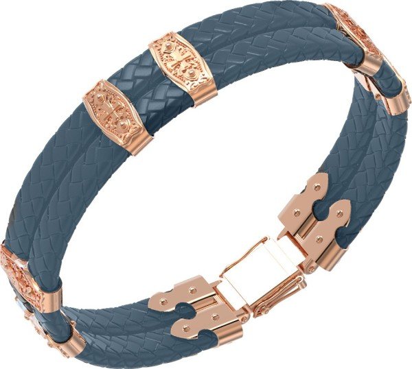 Браслет из золота c кожаным шнурком