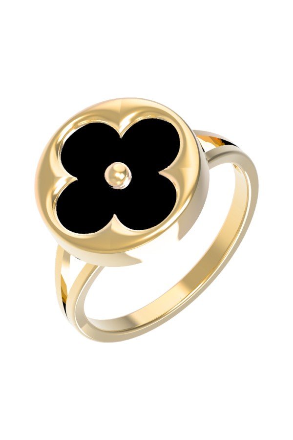 Кольцо из лимонного золота c ониксом