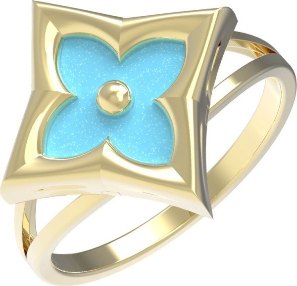 Кольцо из лимонного золота c бирюзой
