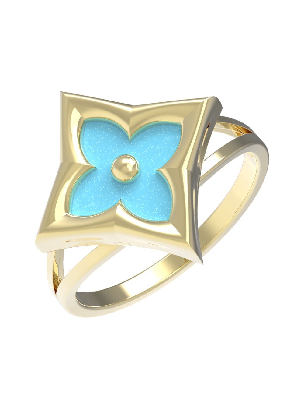 Кольцо из лимонного золота c бирюзой