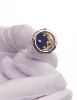 Кольцо из белого золота c бирюзой и лазуритом