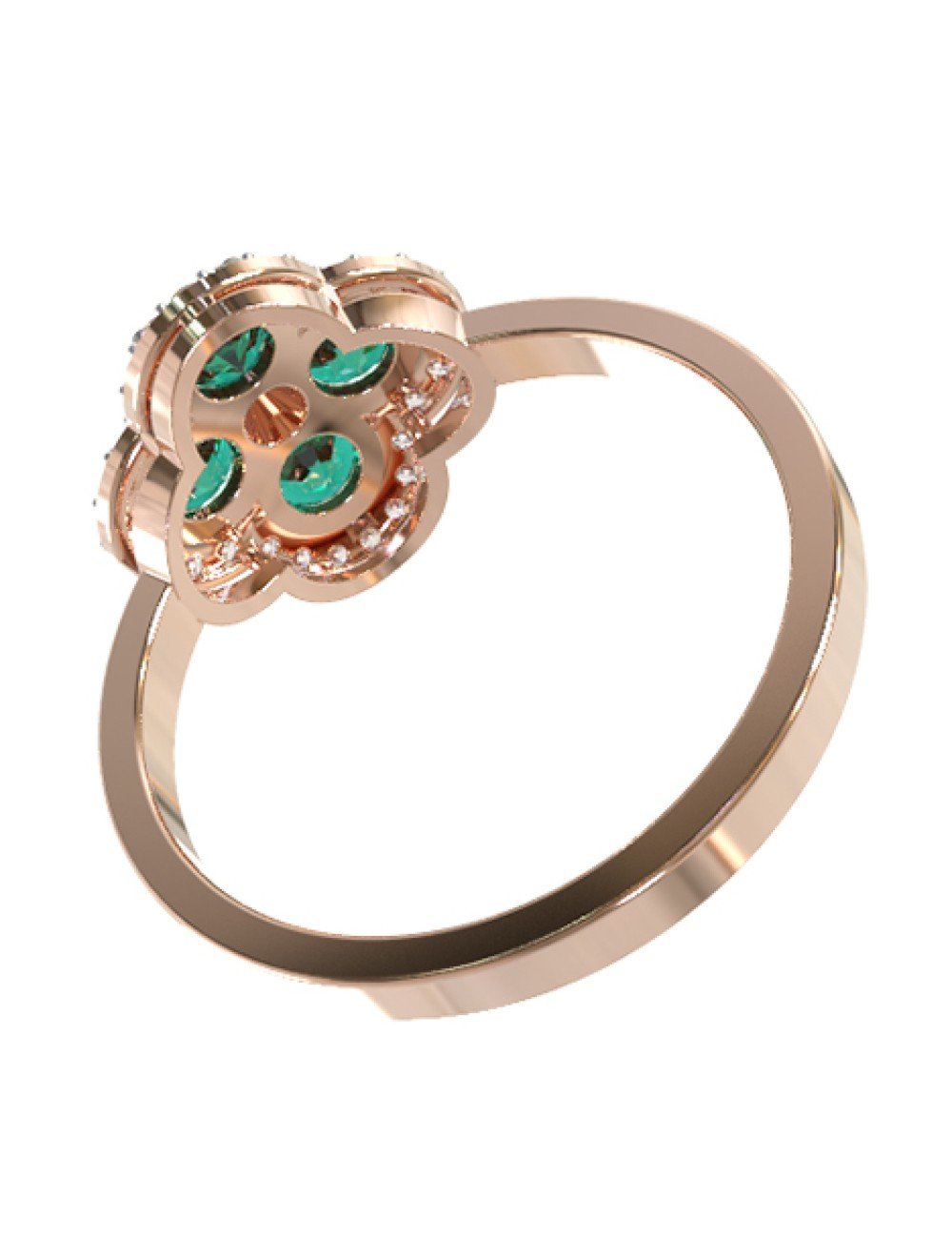 Кольцо из золота c бриллиантами и изумрудом