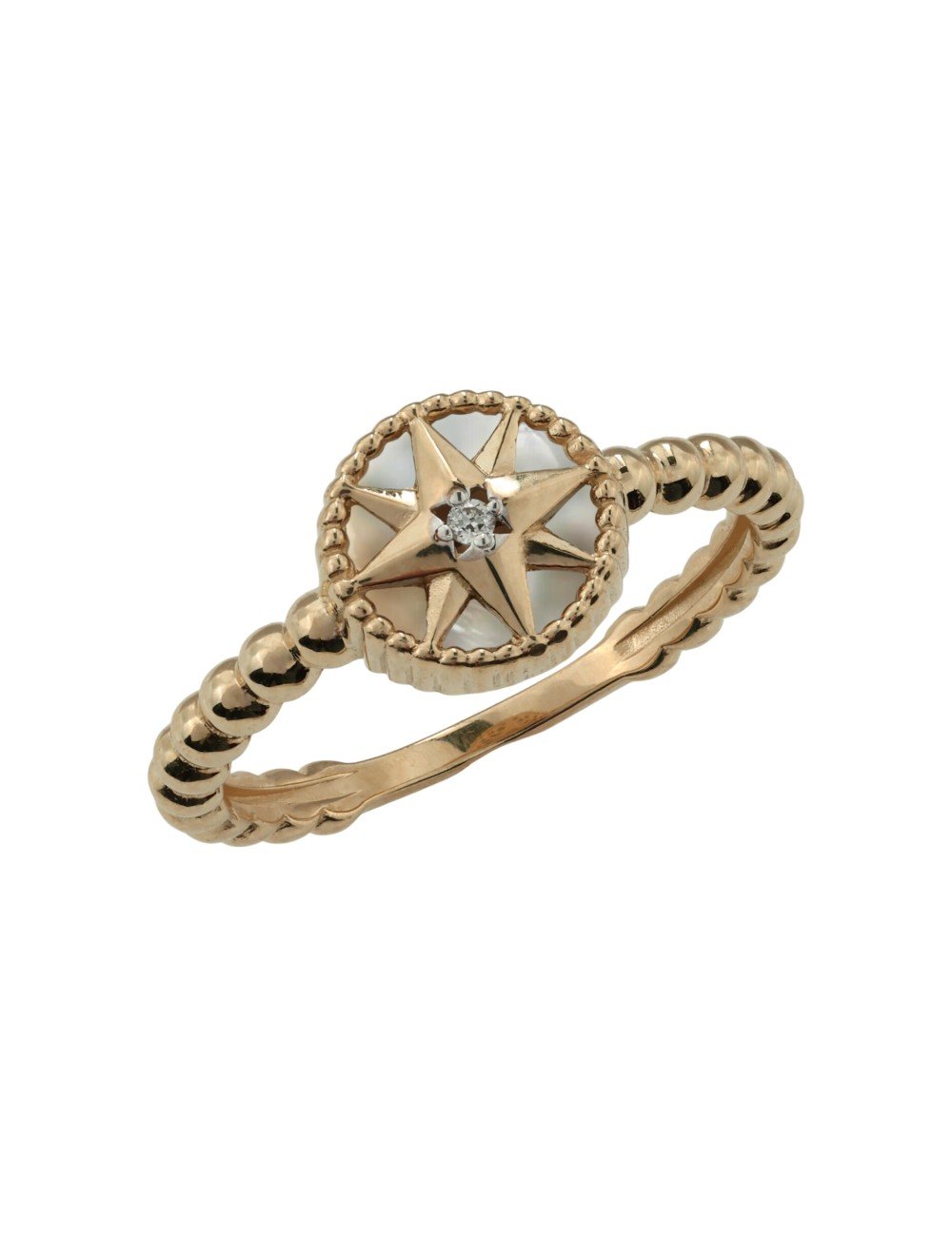 Кольцо из золота c бриллиантами и перламутром