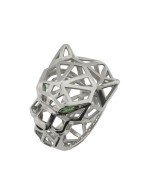 Кольцо из белого золота c изумрудом и ониксом