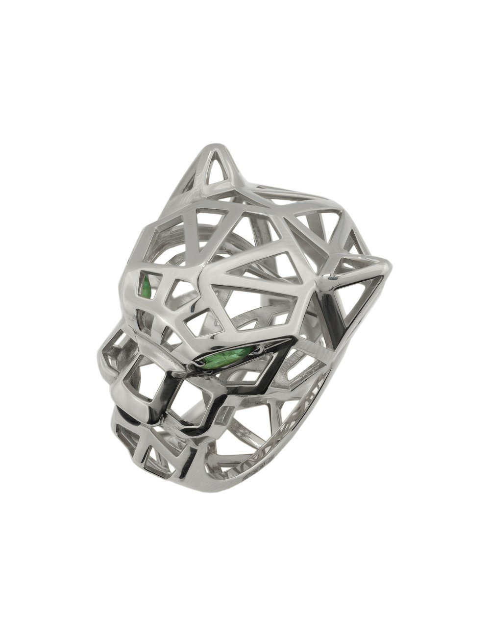 Кольцо из белого золота c изумрудом и ониксом