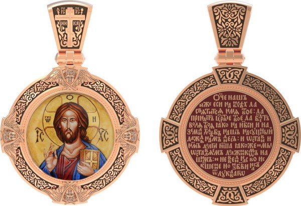 Образок из золота c эмалью и иконописью
