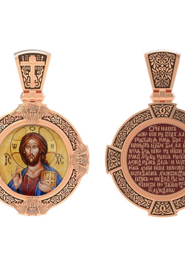 Образок из золота c эмалью и иконописью