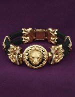 Браслет из лимонного золота c эмалью, бриллиантами, шнурком и ониксом